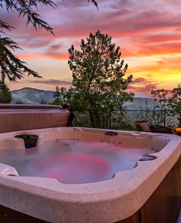 Hot tub at golden hour